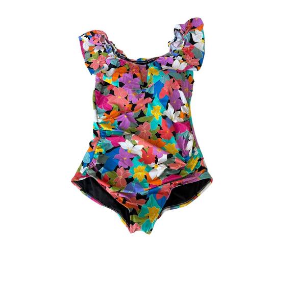 Swim Solutions Women's Multi Off-The-Shoulder Ruffled Swimsuit Size 20W - Picture 4 of 9